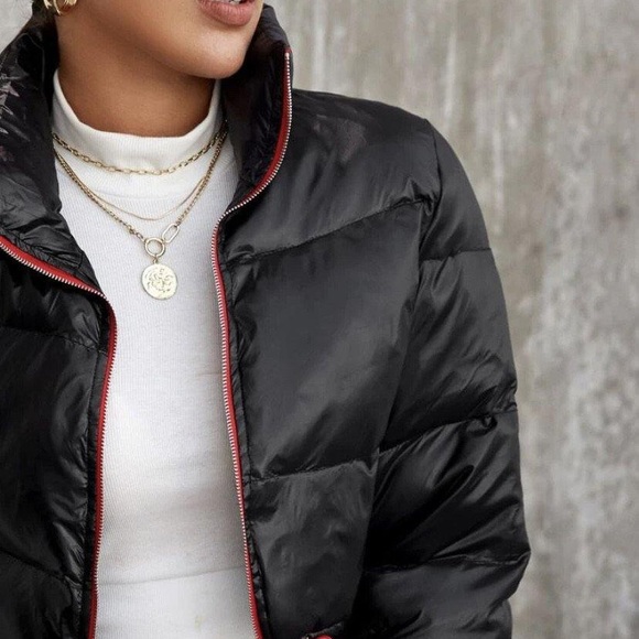 Black Hem Puffer Jacket - Picture 5 of 5